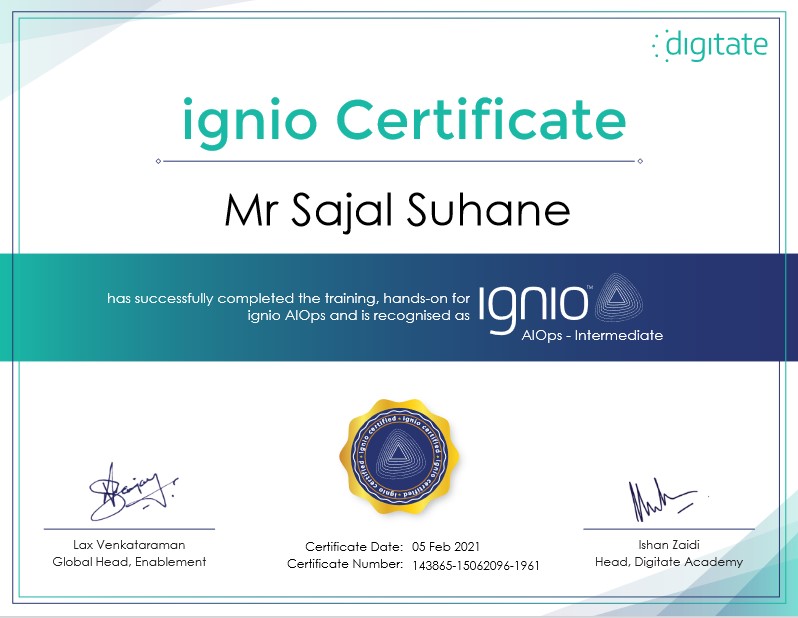 ignio AIOps Certificate